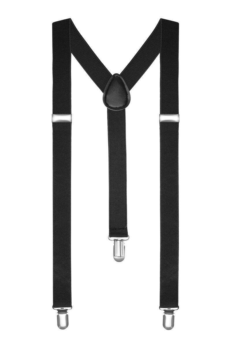 Boolavard Braces/Suspenders One Size Fully Adjustable Y Shaped With Strong Clips (Black) - Image 1